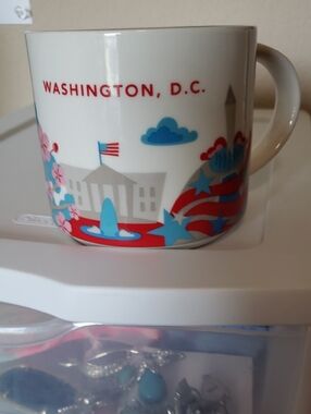 Starbucks 2017 Washington, D.C. White Mug with Red & Blue Accents